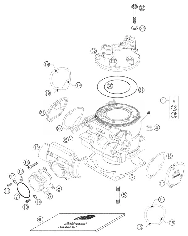 Toutes les pièces pour le Cylindre 250/300 du KTM 300 EXC Australia 2003