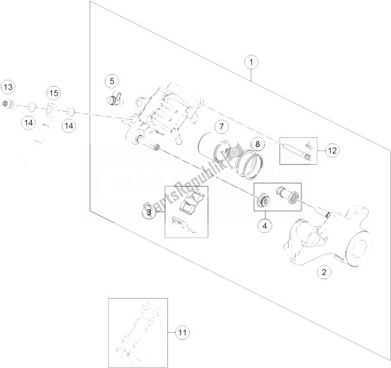 All parts for the Brake Caliper Rear of the KTM 690 SMC R ABS Australia 2014
