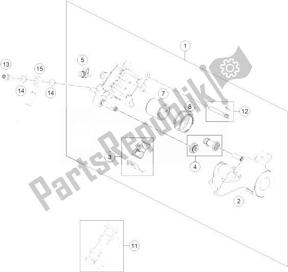 All parts for the Brake Caliper Rear of the KTM 690 SMC R ABS Europe 2014