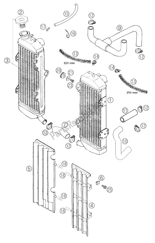 All parts for the Cooling System 660sms 2002 of the KTM 660 Supermoto Factory Repl 03 Europe 2003