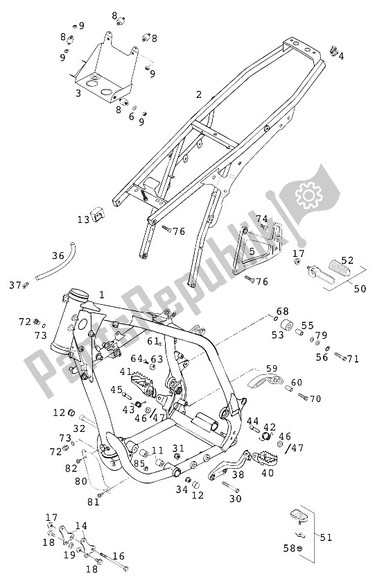 All parts for the Frame , 400/640 Lc4 Us of the KTM 640 LC 4 Silber USA 2000