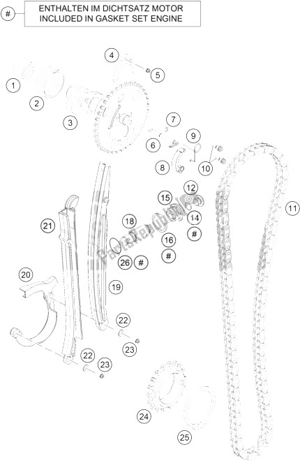 All parts for the Timing Drive of the KTM 690 Enduro R ABS Australia 2014