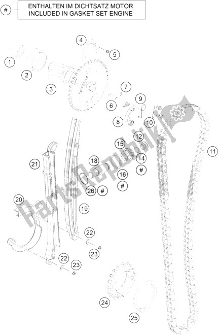 All parts for the Timing Drive of the KTM 690 Enduro R ABS USA 2014