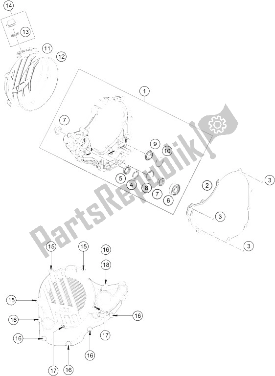 All parts for the Clutch Cover of the KTM 250 SX F Europe 2016