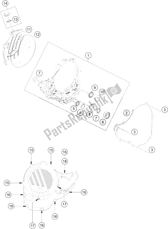 All parts for the Clutch Cover of the KTM 250 SX F Factory Edition USA 2016