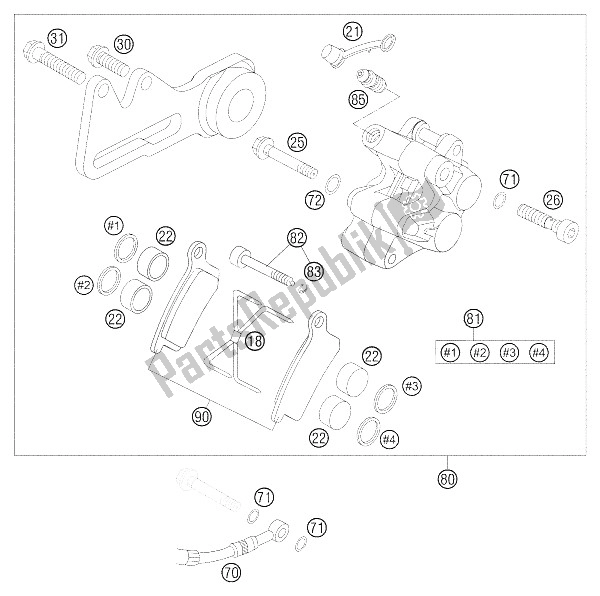 Todas las partes para Pinza De Freno Trasera Fórmula 85 S de KTM 85 SX 17 14 Europe 2005