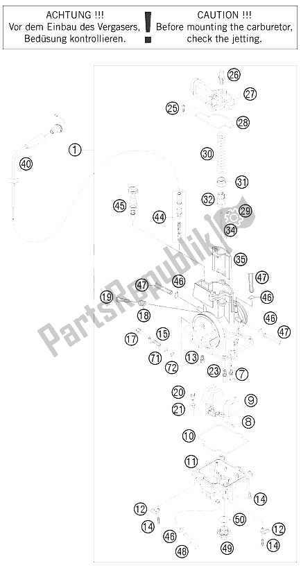 All parts for the Carburetor of the KTM 125 EXC Europe 2008