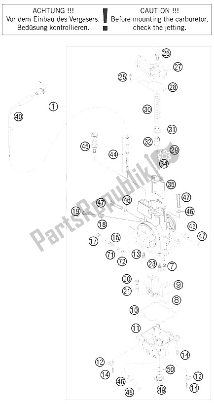 All parts for the Carburetor of the KTM 125 EXC SIX Days Europe 2009