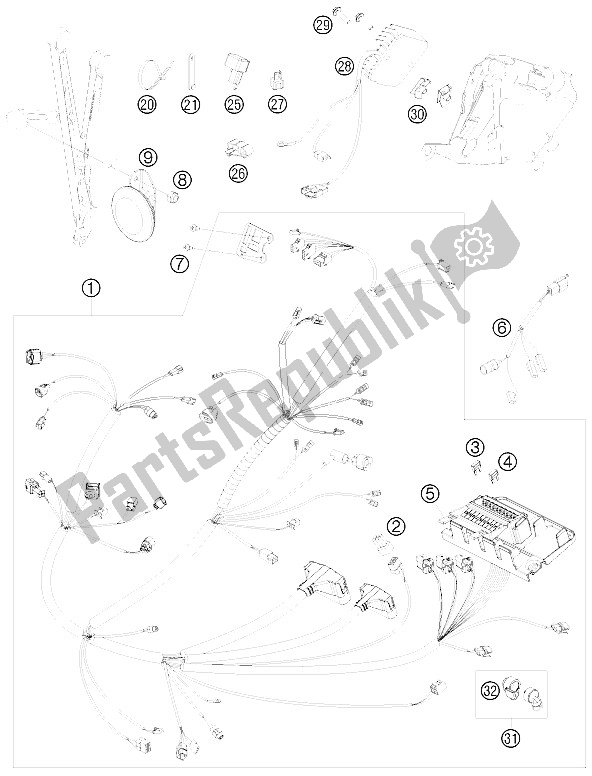 All parts for the Wiring Harness of the KTM 690 Enduro R 09 Europe 2009