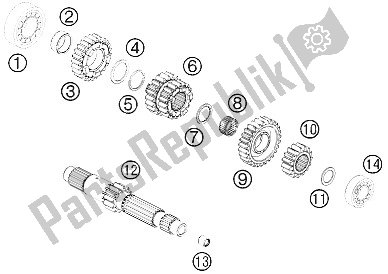 All parts for the Transmission I - Main Shaft of the KTM 990 ADV White ABS Spec Edit Brazil 2011