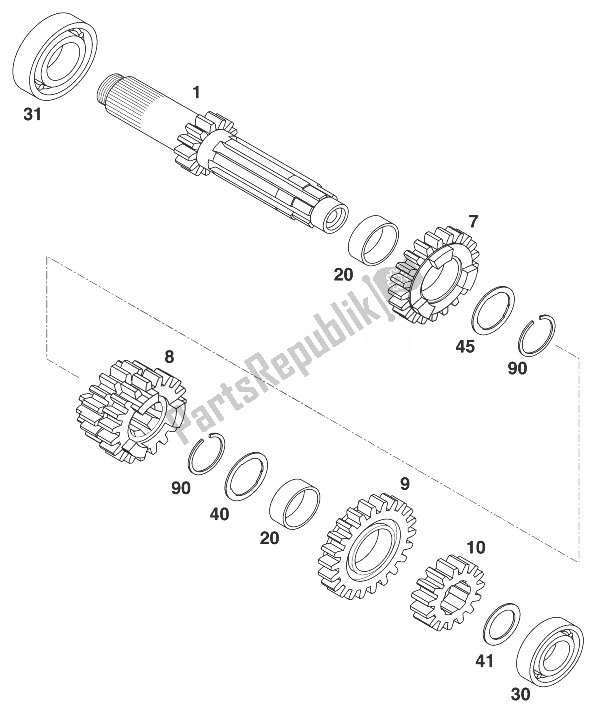 Tutte le parti per il Cambio I 125 / 200'98 del KTM 125 SX 98 USA 1998