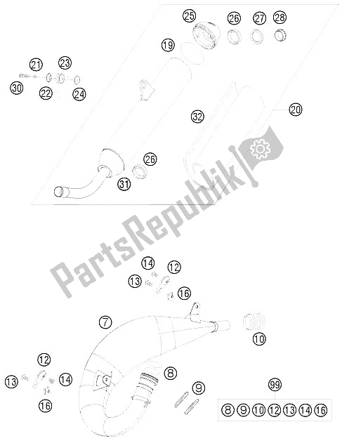 Tutte le parti per il Impianto Di Scarico del KTM 150 SX USA 2009