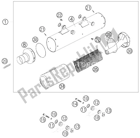 Todas las partes para Silenciador de KTM 450 SMR Europe 2006
