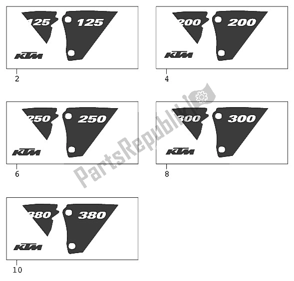 Todas las partes para Etiqueta 125-380 2001 de KTM 200 EXC Europe 2001