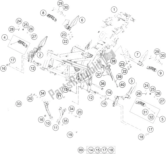 Todas las partes para Marco de KTM 200 Duke OR W O ABS B D 16 2016