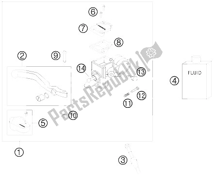 All parts for the Hand Brake Cylinder of the KTM 50 SX Europe 2009