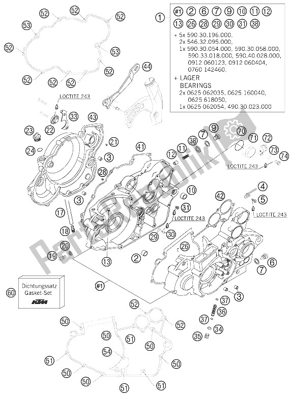 All parts for the Engine Case of the KTM 450 SMR Europe 2006