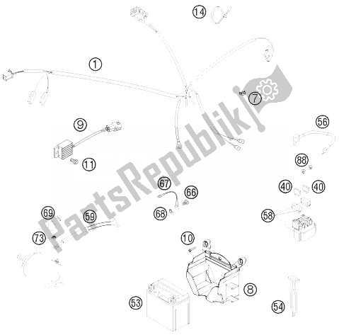 All parts for the Wiring Harness of the KTM 250 XC USA 2010