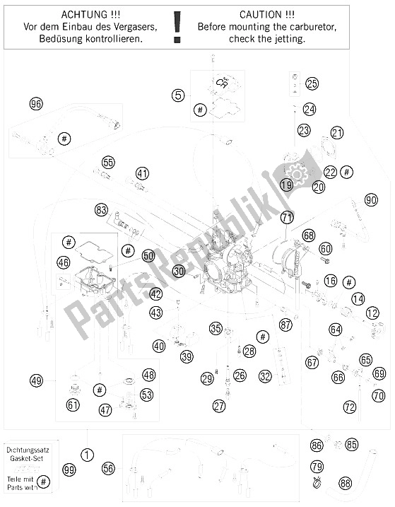 Todas as partes de Carburador do KTM 450 XC ATV Europe 2009