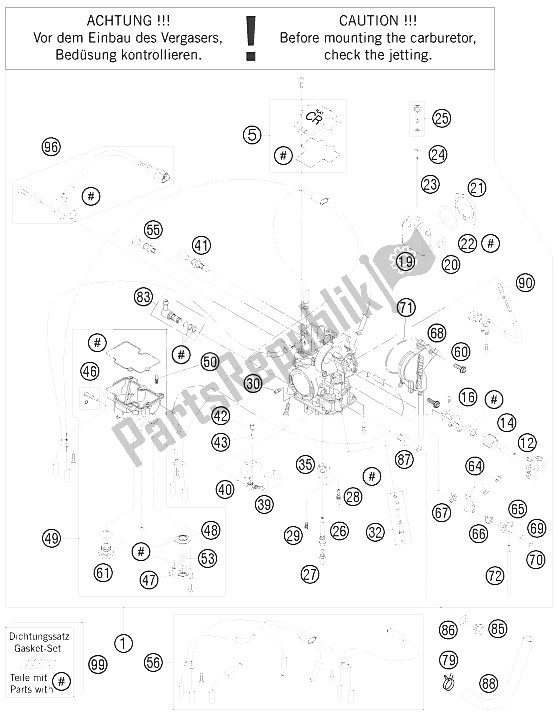 All parts for the Carburetor of the KTM 525 XC ATV Europe 2008