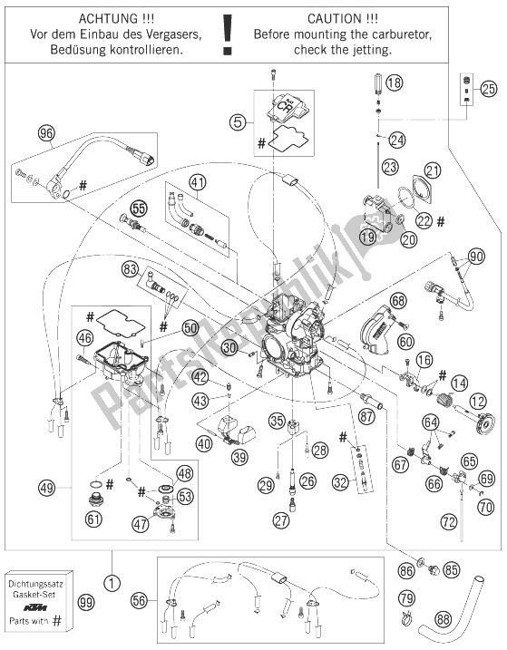 Alle onderdelen voor de Carburator van de KTM 250 XCF W South Africa 2010