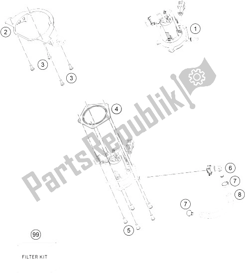 All parts for the Fuel Pump of the KTM 690 Duke Orange ABS 2016 China 2015