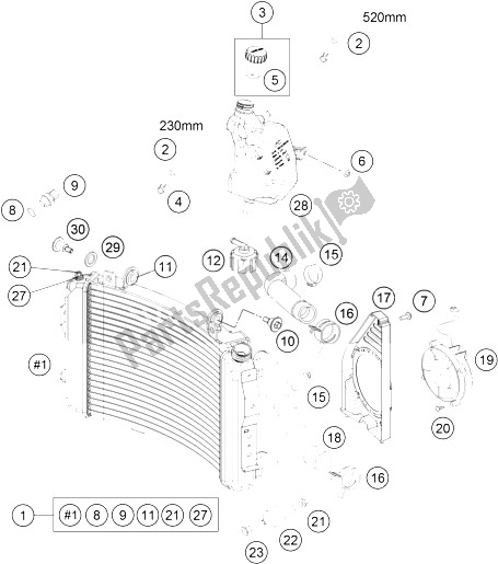 Alle onderdelen voor de Koelsysteem van de KTM 690 Duke Black Australia United Kingdom 2012