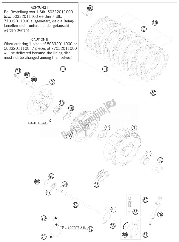 Todas as partes de Embreagem do KTM 125 EXC Champion Edition Europe 2010