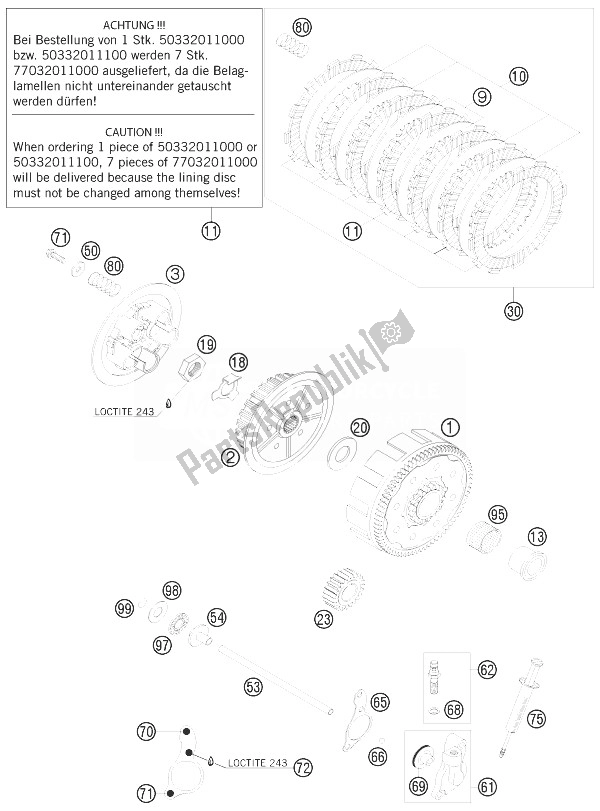Alle onderdelen voor de Koppeling van de KTM 125 SX Europe 2007