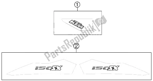 Todas as partes de Decalque do KTM 150 SX Europe 2011