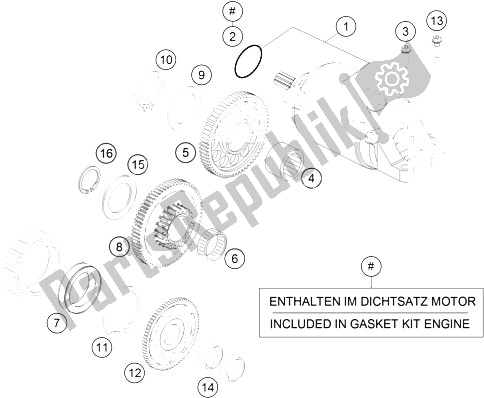 All parts for the Electric Starter of the KTM 690 Duke Orange ABS 2016 China 2015