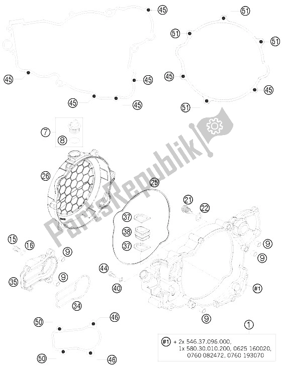 All parts for the Clutch Cover of the KTM 250 EXC Europe 2011