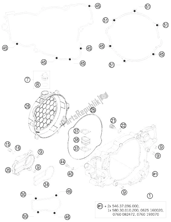 Todas as partes de Tampa Da Embreagem do KTM 300 EXC Europe 2009