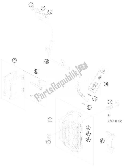 Tutte le parti per il Pinza Freno Anteriore del KTM 690 Supermoto Orange USA 2007