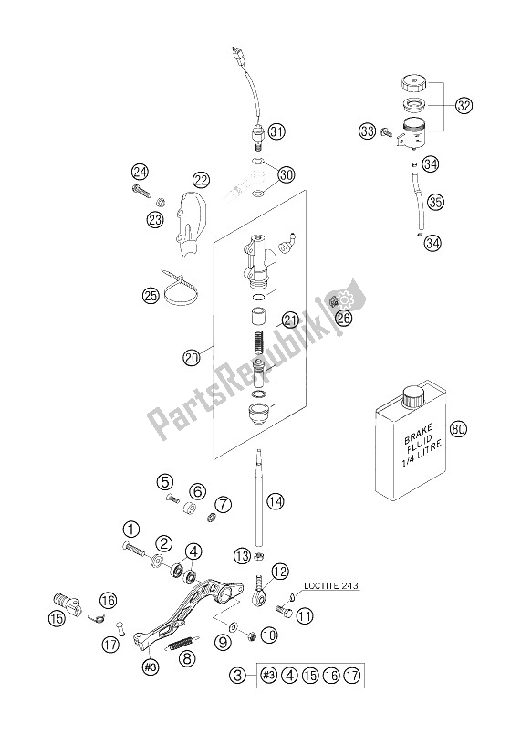 All parts for the Rear Brake Control of the KTM 660 SMC Europe 2006