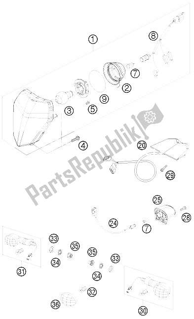 Wszystkie części do System O? Wietleniowy KTM 125 EXC Europe 2011