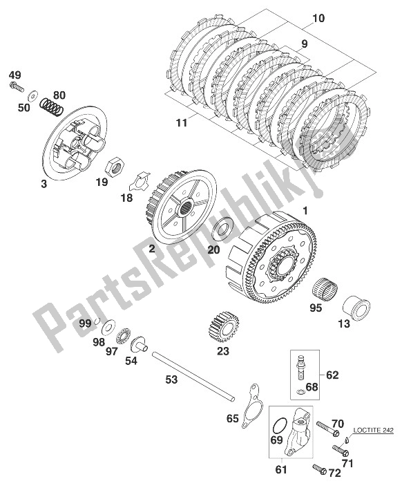 All parts for the Clutch 125/200 '98 of the KTM 125 SX 98 Europe 1998