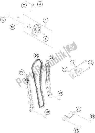 All parts for the Timing Drive of the KTM 450 EXC Europe 2016