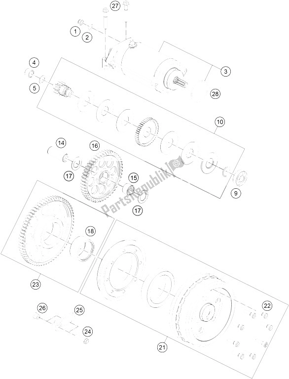 All parts for the Electrical Starter of the KTM 1190 ADV ABS Grey WES France 2015