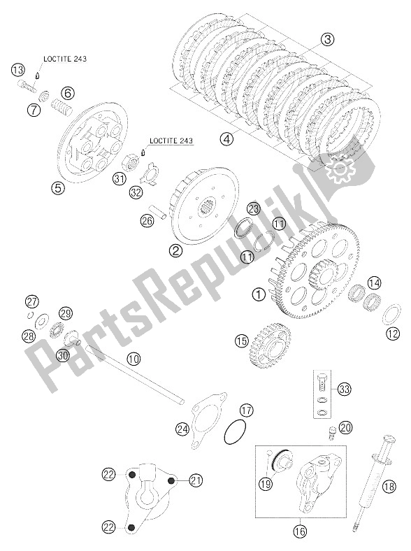 All parts for the Clutch 250-525 Racing of the KTM 250 EXC Racing Australia 2005