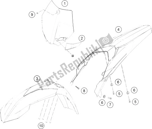 Todas las partes para Máscara, Guardabarros de KTM 85 SX 19 16 Europe 2016