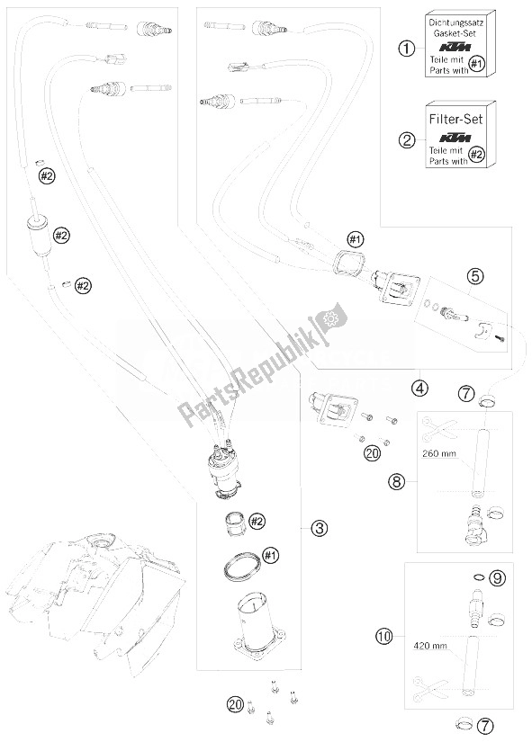 All parts for the Fuel Pump of the KTM 690 Supermoto Black Australia United Kingdom 2007