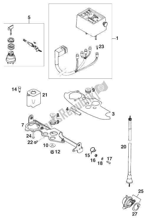 Alle onderdelen voor de Snelheidsmeter 125 Lc2 '98 van de KTM 125 LC2 80 Europe 1998