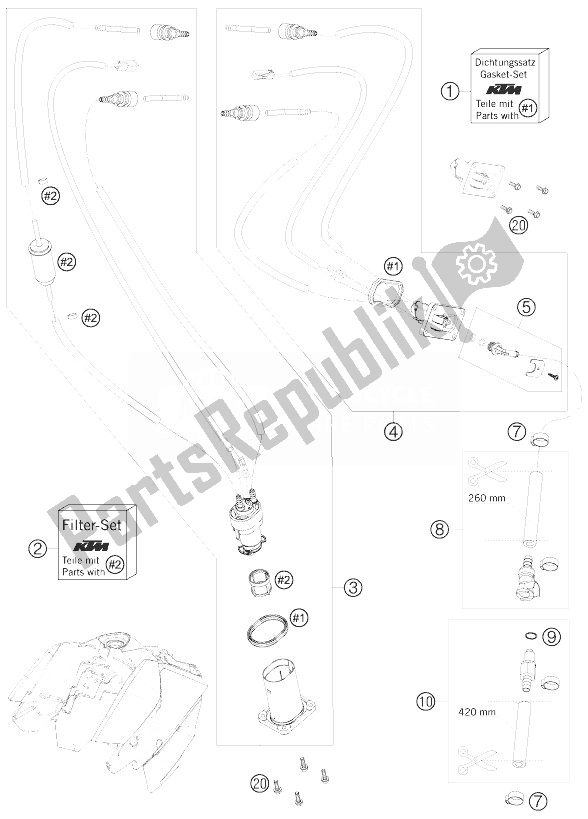 All parts for the Fuel Pump of the KTM 690 Duke R Australia United Kingdom 2010