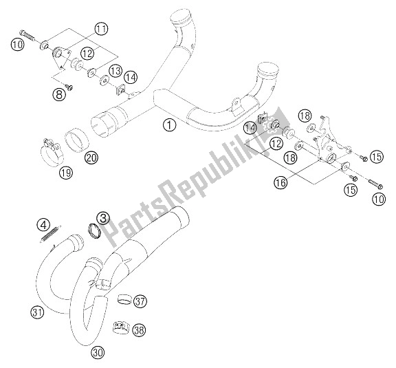 All parts for the Pipes of the KTM 640 Duke II Limited ED United Kingdom 2006