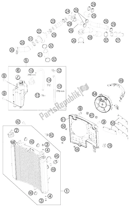 All parts for the Cooling System of the KTM 990 Superm T Black ABS Europe 2011