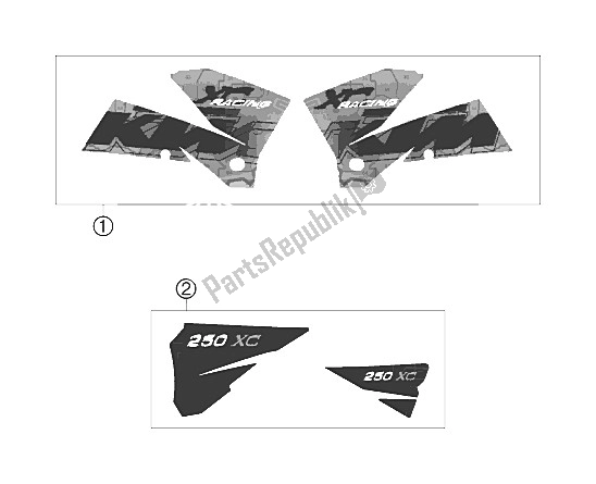 All parts for the Decal of the KTM 250 XC USA 2006