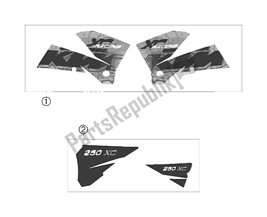 Todas las partes para Etiqueta de KTM 250 XC USA 2006