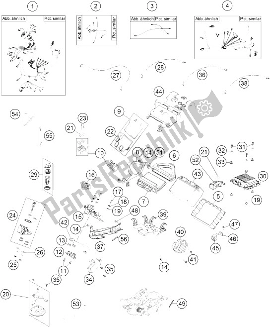 All parts for the Wiring Harness of the KTM 1190 Adventure ABS Grey Europe 2013