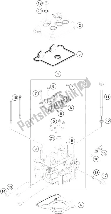 Toutes les pièces pour le Culasse du KTM 125 Duke White ABS B D 15 Europe 2015